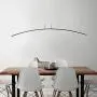 LAKIQ Modern Linear LED Hanging Chandelier Light Fixture Dining Room Ultra-Thin Acrylic LED Pendant Lighting for Kitchen Island Dining Table Living Room(Black,Warm Light)