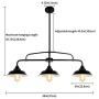 PUZHI HOME Black Kitchen Island Light, 3 Lights Farmhouse Pendant Lighting with Metal Shades Modern Chandelier Hanging Dining Room Light for Kitchen Dining Room Farmhouse