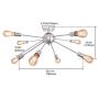 KOSTOMO 8 Lights Modern Light Fixture Nickel Sputnik Chandelier Semi Flush Mount Ceiling Light Industrial Pendant Lighting Fixtures for Dining Bedroom Kitchen Living Room (8C Lights-Nickel）