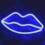 LED Blue Lip Neon Light, Cute Neon Lip Sign, Room Decor Battery or USB Powered 4.5V Art LED Decorative Lights Night Lights Indoor for Home, Bedroom, Office,Dorm,Party (Blue Lip)