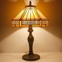 Tiffany Lamp Yellow Hexagon Stained Glass Shade Antique Zinc Base Mission Style Table Read Lighting W12H18 Inch S011 WERFACTORY LAMPS Living Room Bedroom Study Coffee Bar Bedside Desk Art Crafts Gifts