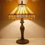 Tiffany Lamp Yellow Hexagon Stained Glass Shade Antique Zinc Base Mission Style Table Read Lighting W12H18 Inch S011 WERFACTORY LAMPS Living Room Bedroom Study Coffee Bar Bedside Desk Art Crafts Gifts