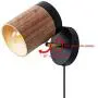 TeHenoo Plug in Wall Lamp Wooden Wall Sconce, Black Wall Light with Cord Rotatable Wall Light Fixture for Bedroom Living Room Bedside Lamp