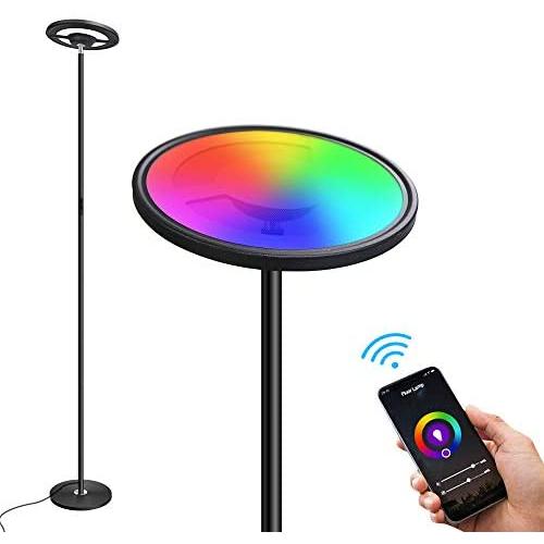 ZEEFO Floor Lamp, 25W/1300LM Energy Saving Super Bright LED Torchiere Modern Standing Lamp, Dimmable Touch Control 2700K-6500K Brightness Smart WiFi LED Pole Lamps for Bedroom,Living Room,Office