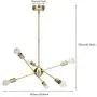 GRUSTRUST 6-Light Gloden Chandeliers Lighting Easy Mount Ceiling Light Chrome Modern Pendant Light Dimmable Lamp Bracket for Living Room Showroom Study Room(Bulbs Not Included)
