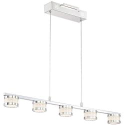 Liv Chrome Linear Island Pendant Chandelier 35 1/2'' Wide Modern LED Clear Glass Crystal 5-Light Fixture for Kitchen Island Dining Room - Possini Euro Design