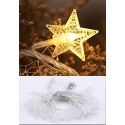 Lwind Battery Operated Stars String Lights ,19.68 FT 40 LED 2 Modes Warm White String Lights for Bedroom Wedding Party Garden Decoration (Stars, Warm White)