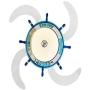 LITFAD Modern LED Ceiling Light Nautical Style Reversible Dome Shade Metal Hanging Ceiling Fan Light with Invisible Blade Flushmount Pendant Light for Living Room Kids Bedroom Childrens Room - Blue