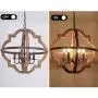 Trongee Farmhouse Orb Chandelier, Rustic Wood Pendant Light Fixtures, Adjustable Height, Industrial Handmade Hanging Lamp for Kitchen Island Dining Living Room Bedroom Entryway, 4-Light