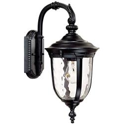 Bellagio Traditional Outdoor Wall Light Fixture Black 16.5'' Hammered Glass for Exterior Porch Patio - John Timberland