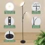 Albrillo Modern Floor Lamp - 20W Sky LED Torchiere with Flexible 5W Reading Light, Full Range Dimmable Standing Lamp, 1600 + 500Lumens, 3000K Warm White for Living Room, Bedroom, Office, Black