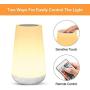 Table Lamp Touch Night Light - Portable Sensor Remote Control Bedside Lamps with Quick Rechargeable USB Dimmable Warm White Light 13 Colors RGB Table Lamp for Bedroom Living Room Office (White Wood)