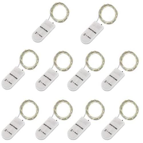 Battery Operated Fairy Lights, BIGHOUSE 10 Pack 7.2 Feet String Lights, Mini Copper Wire Firefly String Lights for Bedroom Indoor Outdoor Wedding Mason Jar Dorm Decor DIY Costume, Cool White