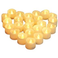 Homemory Battery Operated Tea Lights, 24pcs Flameless LED Tea Candles, Electric Tea Lights with Flickering, Long-Lasting Battery Life [White Base] [Batteries Included]