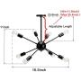 Temgin Sputnik Chandelier Modern 8 Lights Black Pendant Light Industrial Ceiling Light Fixture Vintage for Kitchen Dining Living Room Bedroom(Without Bulb)