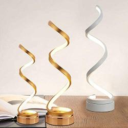 Spiral Design LED Table Lamp Warm White 3000k Minimalist Desk Lamp Aluminum Alloy Acrylic Bedside Nightstand Lamps for Bedroom Office Living Room (Gold, Warm Light)