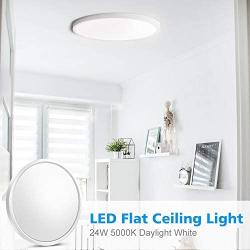 LED Flush Mount Ceiling Light, 12inch 24W Lighting Fixture, 5000K Daylight White Lights, 3200LM Flat Modern Round Light Fixture, 250W Equivalent Ceiling Lamp for Bedroom, Bathroom, Kitchen, Corridor