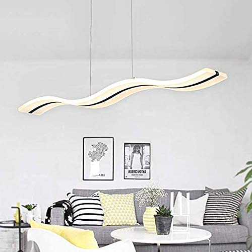 36W Modern Wave LED Pendant Light Dimmable Fixture Ceiling Light Contemporary Chandelier Hanging Light Fixture for Living Room Restaurant Dining Table Bedroom (with Remote Control)