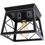 HMVPL Flush Mount Ceiling Light, Farmhouse Industrial Pendant Lighting Fixtures Mini Close to Ceiling Lamp for Kitchen Island Dining Room Bedroom Foyer Hallway (1-Light)