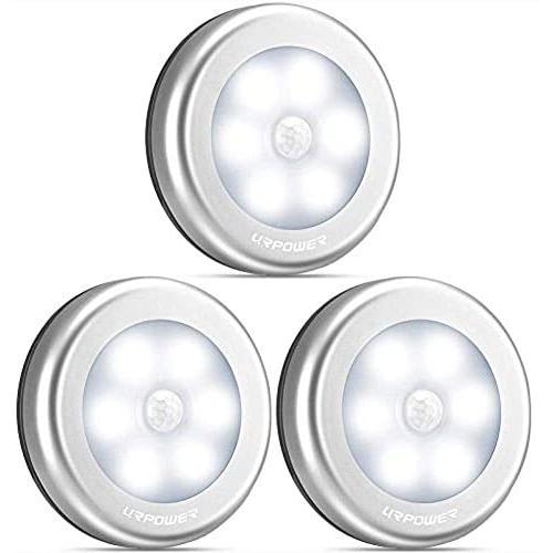 URPOWER Motion Sensor Closet Lights, Battery Powered Night Lights, Stick-on Anywhere LED Motion Sensor Lights Indoor for Stairs, Hallway, Bathroom, Kitchen, Cabinet (3 Pack)