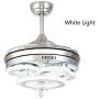 Lighting Groups 42 Inch Retractable Ceiling Fans with Light Remote Control 4 Invisible Clear Acrylic Reverse Blades Bedroom Dining Room Ceiling Fan Chandelier Indoor Fandelier Light Kits with Fans (42 Inch, Silver)