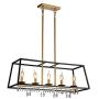 JINZO 31.5'' Rectangle Chandelier 5-Lights Black and Glod Farmhouse Dining Room Lighting Rustic Pendant Chandelier for Kitchen Island JINZO 31.5'' Rectangle Chandelier 5-Lights Black and Glod Farmhouse Dining Room Lighting Rustic Pendant Chandelier for Kitchen Island