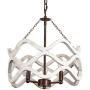 Farmhouse Wood Drum Chandelier with 3-Light, Geometric Hollow Design, Cottage Wooden Pendant Ceiling Lighting for Dining Room, Living Room, Foyer