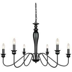 Derksic 6-Light Farmhouse Chandelier Black Iron Chandeliers Rustic Industrial Candle Chandelier for Dining Room Living Room Kitchen Bedroom Foyer Barn