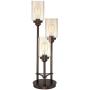 Libby Modern Industrial Console Table Lamp Bronze 3-Light Amber Seedy Glass Shade for Living Room Bedroom Office - Franklin Iron Works