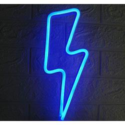 LDGJ Neon Sign Bolt Led Wall Light Battery and USB Operated Lights Blue Lightning Neon Signs Light up for The Home,Kids Room,Bar,Party,Christmas,Wedding