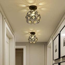 FRIXCHUR Hallway Ceiling Light Mini Crystal Chandelier Semi Flush Mount Ceiling Light Close To Ceiling Lighting Bedroom Kitchen Living Room Modern Pendant Lighting Fixture,E26 Base,Black