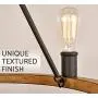 Kira Home Jericho 25'' 6-Light Large Rustic Farmhouse Wagon Wheel Chandelier, Round Kitchen Island Light, Textured Black Accents + Warm Oak Wood Style Finish