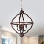 ACLand Farmhouse Chandelier, 4-Light Rustic Pendant Light Fixture Oil Rubbed Bronze Finish Industrial Metal Ceiling Hanging Lighting for Indoor Foyer Kitchen Island Dining Living Room Hallway