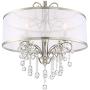 Perry Bright Nickel Pendant Chandelier 22'' Wide Modern Clear Crystal Sheer Shade 4-Light Fixture for Dining Room House Foyer Kitchen Island Entryway Bedroom Living Room - Possini Euro Design