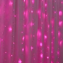 Window Curtain Lights, 8 Lighting Modes, Fairy String Lights, Remote Control USB Powered Waterproof Icicle Lights With Timer, Indoor Outdoor Decorative for Bedroom, Party, Wedding (Pink)