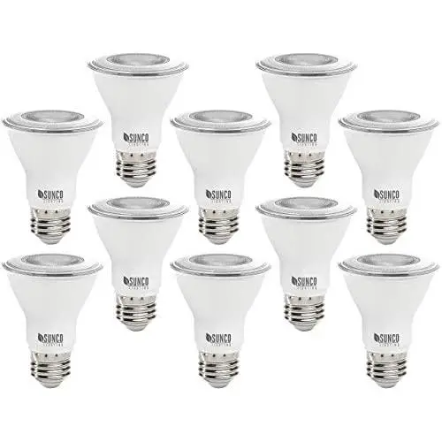 Sunco Lighting 10 Pack PAR20 LED Bulb, 7W=50W, Dimmable, 3000K Warm White, E26 Base, Indoor/Outdoor Spotlight, Waterproof - UL & Energy Star