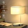 Miceshu Table Lamp for Bedroom, Touch Control Bedside Lamp with 3-Way Dimmable Dual USB Port Eye-Sight Protection, Linen Fabric Lampshade, Side Table Lamp for Bedroom, Living Room