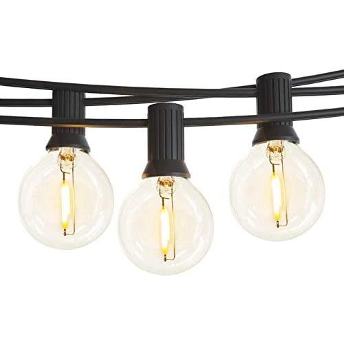 Svater Outdoor String Lights,100ft with 50 Dimmable Waterproof G40 LED Globe Bulbs - Clear Glass 1W 2700K Warm Glow for Indoor/Outdoor Hanging Lighting