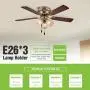 Fansose Indoor Ceiling Fan,Industrial Ceiling Fan with E26 Light,Fan Lights Pull Switch,42-inch Fan Light for Bedroom and Dining Room,Wood Fan Blades,Brushed Bronze Reversible Motor ELT Test.