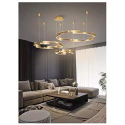 Chandelier Modern Luxury Ring LED Chandelier Gold Aluminum Lobby Chandeliers for Living Room Ceiling Hanging Lights Dining Room Light (Emitting Color : 3 Colors, Wattage : 40cm60cm)