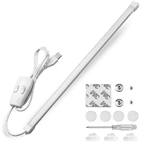Qooltek Portable USB 60LED 7W Reading Strips Craft Light Eye-care LED Desk Reading Lamp with Cool and Warm White Color Light Great for Craft Table, Pianos, Reading, Work Tables,DJs, Music Stands
