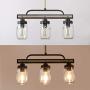 Mason Jar Lighting, Farmhouse Chandelier in Rustic Faux Wood Metal Finish with Glass Shades, Linear Pendant Lighting for Kitchen Island, L22 x H19.5''
