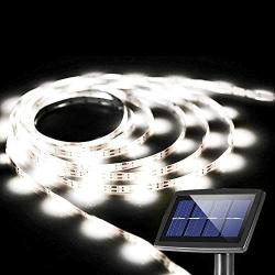 Solar LED Strip Lights Outdoor, 5m/16.4 feet 150 LED Solar String Lights, 2 Modes, Auto ON/Off Light Strips for Garden Patio Pool Christmas Tree Bushes Wall Decoration,Waterproof (White)