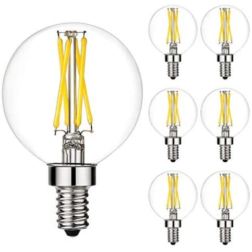 LiteHistory Dimmable e12 led Bulb g16.5 led Light Bulbs g16 Candelabra Bulbs 4W=40W Edison Bulb Daylight 5000K 400lm ac120v g50 Globe Light Bulbs for Chandelier,Vanity,Ceiling Fan Light Bulbs 6Pack