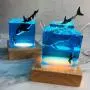 Shark Night Light,Cube Shark Diver Night Lamp Novelty Gift for Children for Living Rooms and Bedrooms Decor