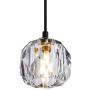 Bewamf Modern Crystal Island Pendant Lighting Mini Vintage Glass Foyer Chandelier Contemporary 1-Light Soccer Ball Shape Ceiling Hanging Lights Fixture for Kitchen Island Living Room Bedroom Brass