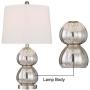 Maxax Modern Table Lamps Set of 2 Mercury Glass Desk Lamp with White Drum Shade for Living Room Family Bedroom Bedside Nightstand