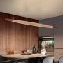LED Pendant Light 20W Dimmable Chandelier Fixture Modern Wooden Hanging Lamp Minimalist Strip Solid Wood Dining Table Light Living Room Restaurant Bedroom Ceiling Lighting Ø47″ (With Remote Control)