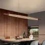 LED Pendant Light 20W Dimmable Chandelier Fixture Modern Wooden Hanging Lamp Minimalist Strip Solid Wood Dining Table Light Living Room Restaurant Bedroom Ceiling Lighting Ø47″ (With Remote Control)