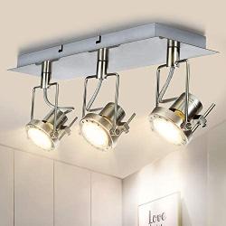 DLLT 3-Lights Ceiling Track Light Fixture,Gu10 Modern Flexible Light Led Directional Track Wall Spotlight for Bedroom, Living Room, Kitchen, Game Room, Brushed Nickel